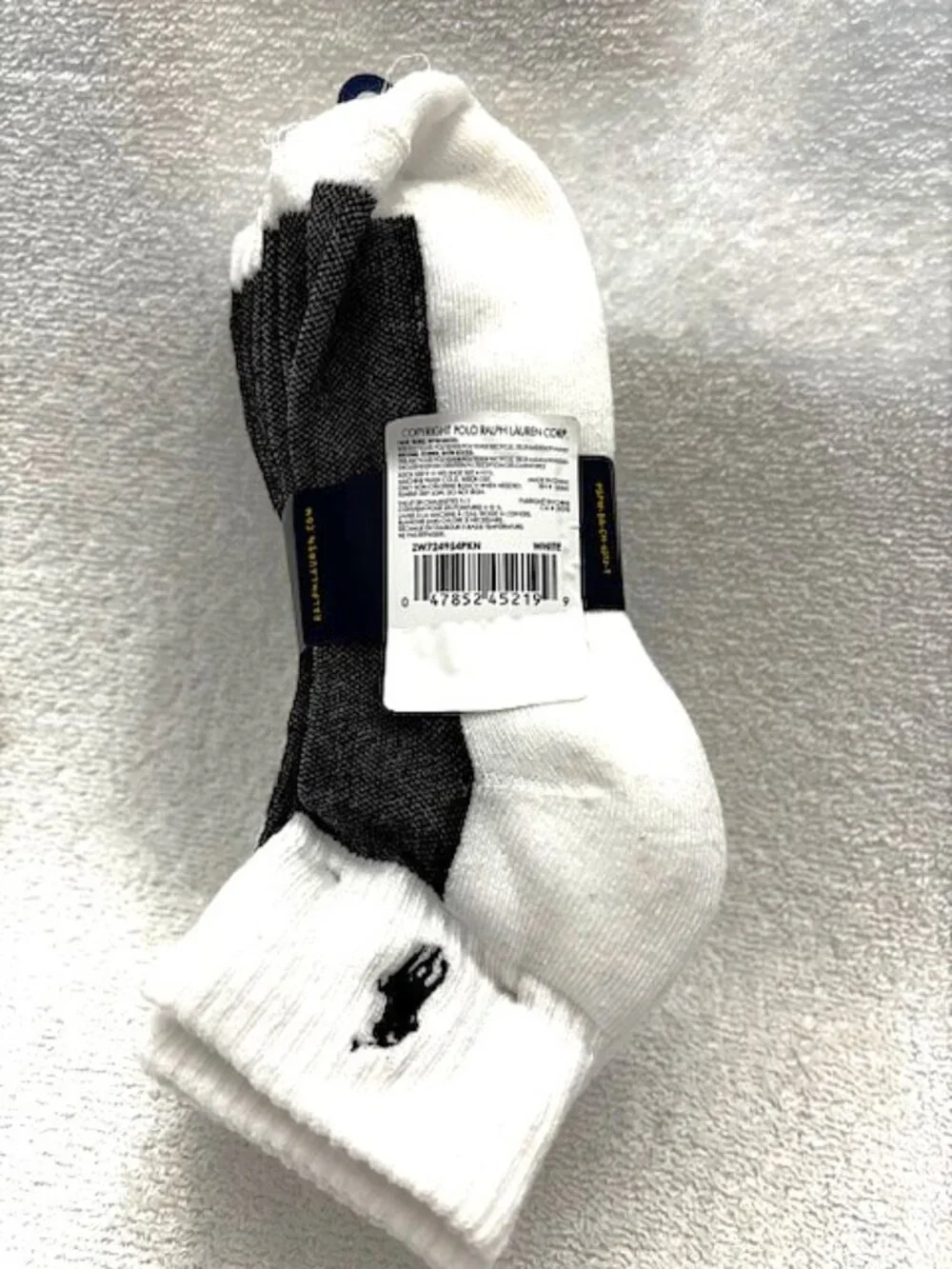 Polo Ralph Lauren 6-pack white quarter-bed socks with logo NWT Women's Size 9-11